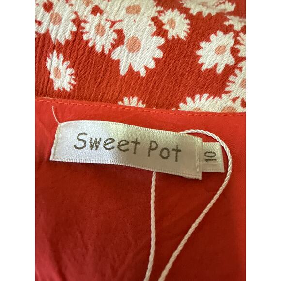 Sweet Pot Red White Floral Sleeveless Tie Strap Cami Camisole Mini Tank Dress 10 - Picture 5 of 6